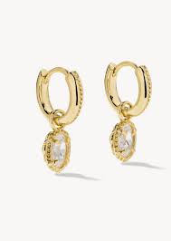 Ellie Mini Luxe Gold White HUGGIE Earrings