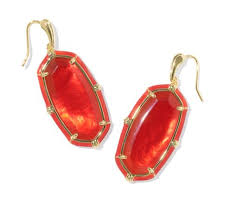 Elle enamel gold red illusion earrings