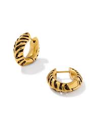 Mikki vintage gold tiger stripe huggie hoop earrings