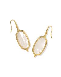 Dani gold step frame ivory pearl drop earrings