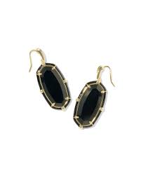 Elle enamel gold black agate earrings