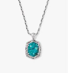 Daphne silver tiger stripe blue marble long necklace