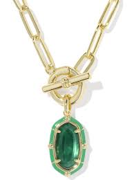 Elisa enamel gold emerald necklace