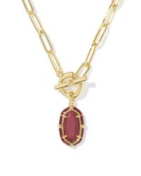 Elisa enamel gold maroon magnesite necklace