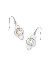 Abbie Medallion silver white mix earrings