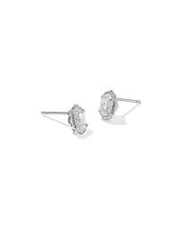 Ellie Mini Luxe silver white STUD Earrings