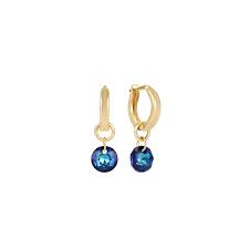 Huggie Gold 0.5" Hoop Earrings Reflection Small Charm December