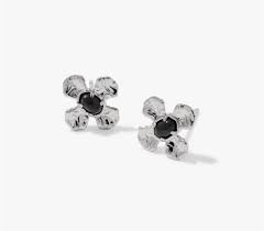 Leanne silver black granite stud earrings