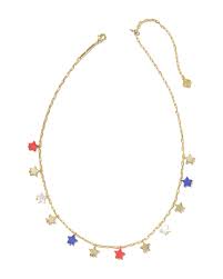 Camila gold red white blue mix strand necklace