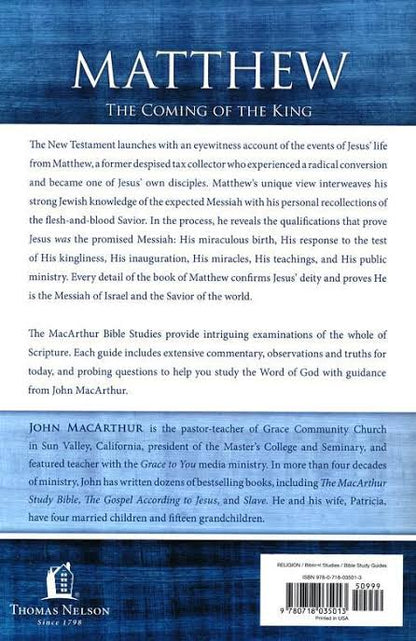 Bible Study Guide of the Book of Matthew by John MacArthur