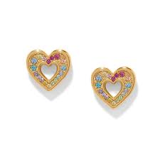 Enchanting Gem Heart Post Earrings