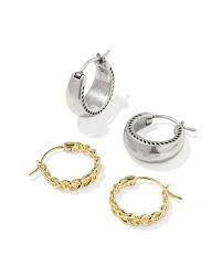 Gabriella gold and silver huggie earring set