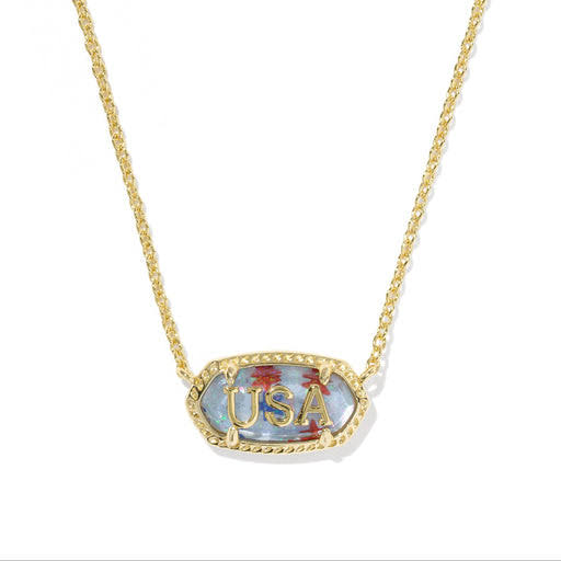 Elisa gold USA red white blue necklace