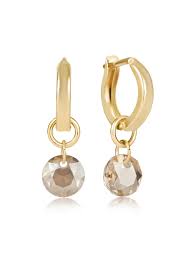 Huggie Gold 0.5" Hoop Earrings Reflection Small Charm November