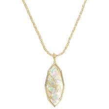 Ophelia gold large iridescent abalone  pendant necklace