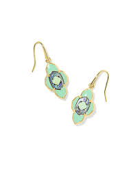 Abbie Medallion gold abalone sea green earrings
