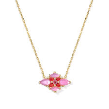 Abbie gold Pink crystal Necklace