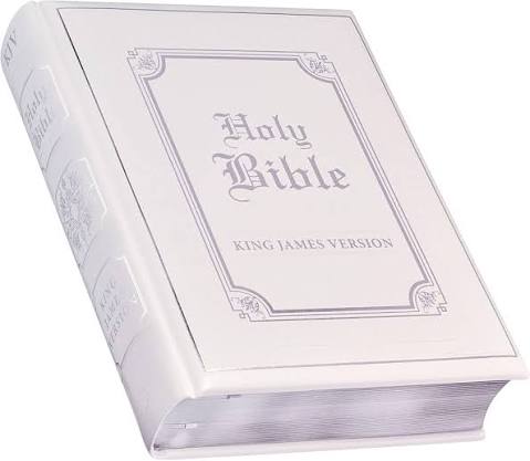 Large Family Bible KJV White Large Print Silver letters on front