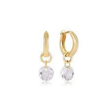 Huggie Gold 0.5" Hoop Earrings Reflection Small Charm April