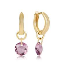 Huggie Gold 0.5" Hoop Earrings Reflection Small Charm February