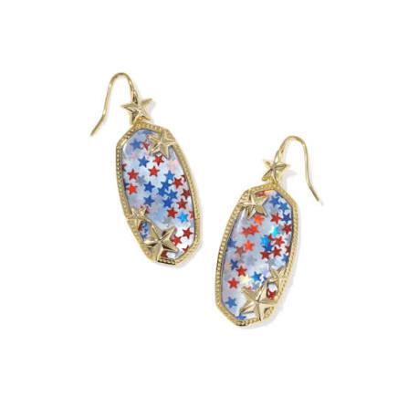 Elle gold red white blue multi star earrings