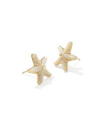 Parker Starfish gold natural pearl stud earrings