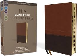 Bible NIV Giant Print 2 tone brown Red letter Reference edition Thumb Index Lay flat