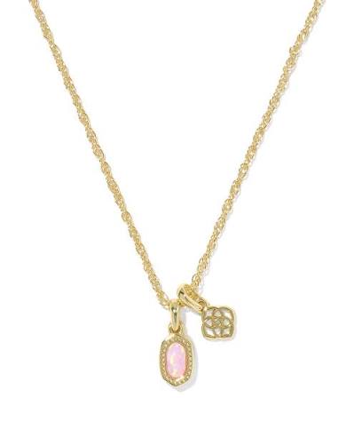 Elisa mini Dira gold light pink opal necklace
