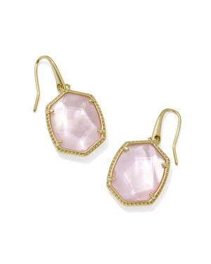 Daphne frame gold light pink drop earrings