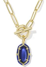Elisa enamel gold navy necklace
