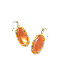 Elle enamel gold papaya pearl earrings