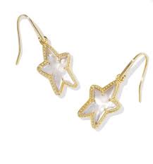 Ada Star gold ivory pearl drop earrings