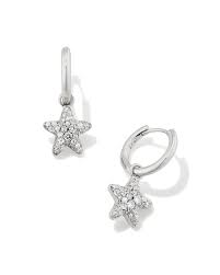 Jae Star silver pave crystal huggie hoop earrings