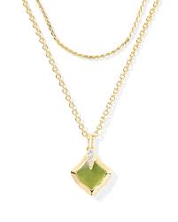 Joelle gold Chartreuse green Multi strand necklace