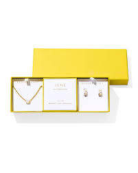 Cailin Birthstone Gift Set Gold Ivory Mother of Pearl Crystal June