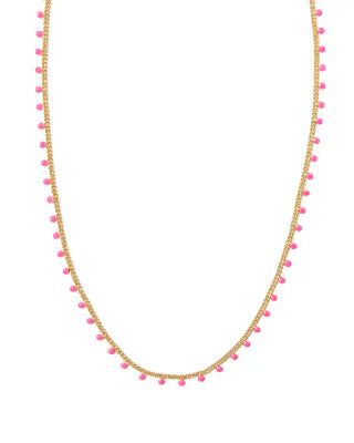 Kelsey gold pink enamel strand necklace