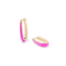Kelsey gold pink enamel hoop earrings