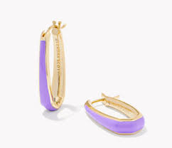 Kelsey gold purple enamel hoop earrings