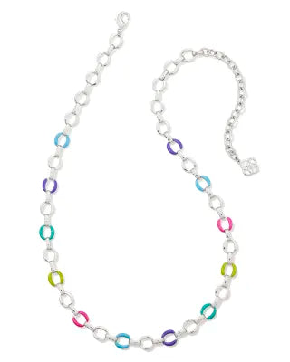 Kelsey silver multi mix chain necklace