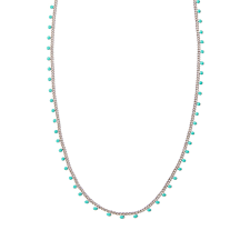 Kelsey silver turquoise enamel strand necklace