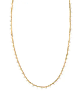 Kelsey gold white enamel strand necklace