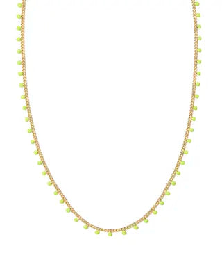 Kelsey gold chartreuse enamel strand necklace