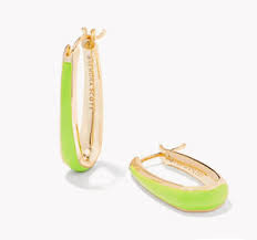 Kelsey gold chartreuse enamel hoop earrings