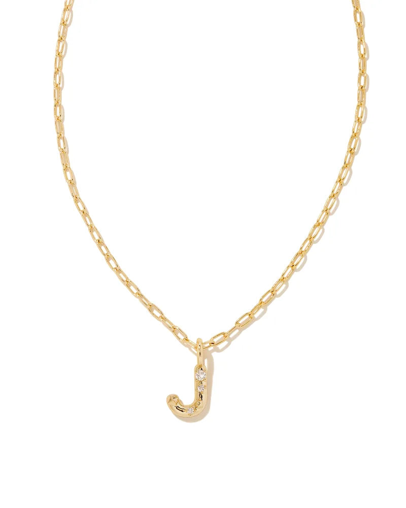 Letter J gold crystal necklace