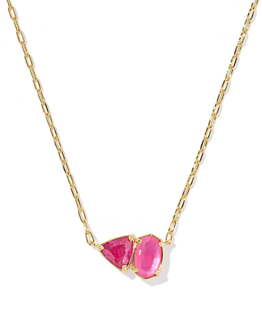 Tatum gold azalea pink mix necklace