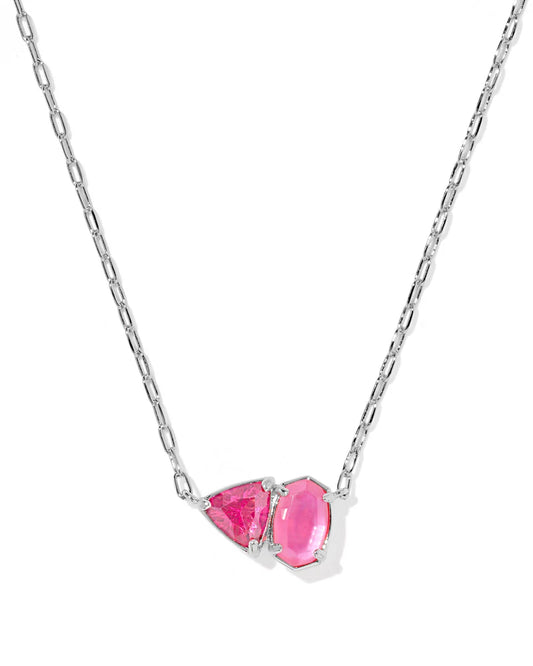 Tatum silver pink azalea mix necklace