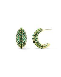 Krista Gold Green Hoop Earrings