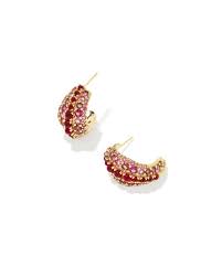 Krista Gold Red Hoop Earrings