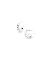 Krista Pearl Silver Huggie Earrings