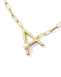 Letter A gold Pearl pendant necklace